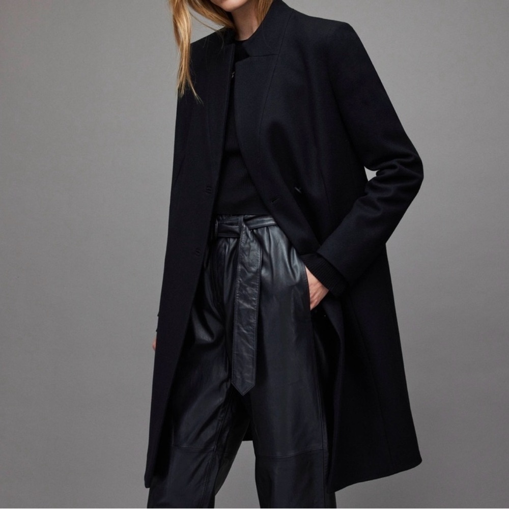 NWOT Authentic AllSaints Sidney Recycled Wool-Cashmere Blend Coat Size 6
